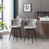 2x Swivel Bar Stools Tufted Counter Chairs with Stud Trim and Metal Base-Dark Grey Deals499