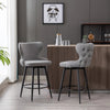 2x Swivel Bar Stools Tufted Counter Chairs with Stud Trim and Metal Base-Dark Grey Deals499