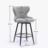 2x Swivel Bar Stools Tufted Counter Chairs with Stud Trim and Metal Base-Light Grey Deals499
