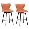 2x Swivel Bar Stools Tufted Counter Chairs with Stud Trim and Metal Base-Orange Deals499