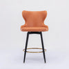 2x Swivel Bar Stools Tufted Counter Chairs with Stud Trim and Metal Base-Orange Deals499