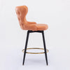 2x Swivel Bar Stools Tufted Counter Chairs with Stud Trim and Metal Base-Orange Deals499