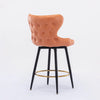 2x Swivel Bar Stools Tufted Counter Chairs with Stud Trim and Metal Base-Orange Deals499