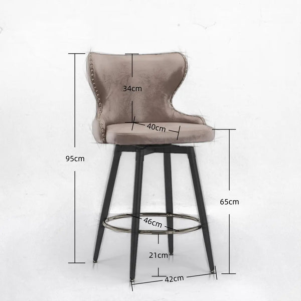 2x Swivel Bar Stools Tufted Counter Chairs with Stud Trim and Metal Base-Orange Deals499