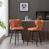 2x Swivel Bar Stools Tufted Counter Chairs with Stud Trim and Metal Base-Orange Deals499