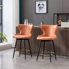 2x Swivel Bar Stools Tufted Counter Chairs with Stud Trim and Metal Base-Orange Deals499