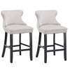 2x Velvet Upholstered Button Tufted Bar Stools with Wood Legs and Studs-Beige Deals499