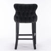 2x Velvet Upholstered Button Tufted Bar Stools with Wood Legs and Studs-Black Deals499
