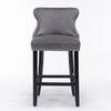 2x Velvet Upholstered Button Tufted Bar Stools with Wood Legs and Studs-Grey Deals499