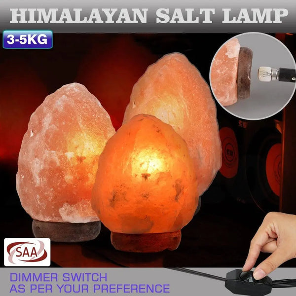 3-5 kg Himalayan Salt Lamp Rock Crystal Natural Light Dimmer Switch Cord Globes Deals499