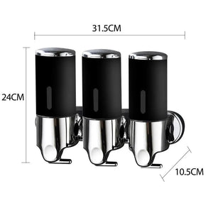 3 Bottles Bathroom Shower Soap Shampoo Gel Dispenser Pump Wall 1500ml Black Deals499