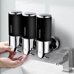 3 Bottles Bathroom Shower Soap Shampoo Gel Dispenser Pump Wall 1500ml Black Deals499
