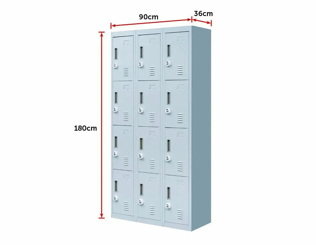 3-Digit Combination Lock 12 Door Locker for Office Gym - Light Grey Deals499