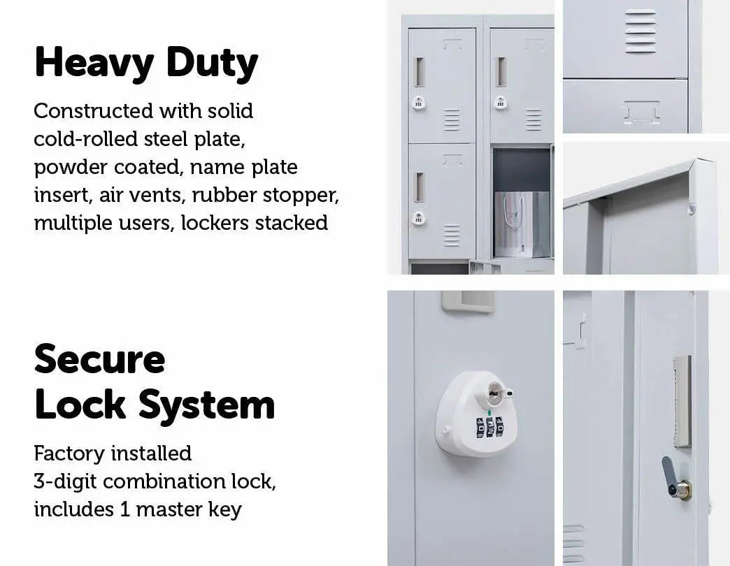 3-Digit Combination Lock 12 Door Locker for Office Gym - Light Grey Deals499