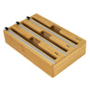 3 Grids Bamboo Food Wrap Dispenser Cutter Foil Cling Film Storage Holder Box Kitchen Deals499