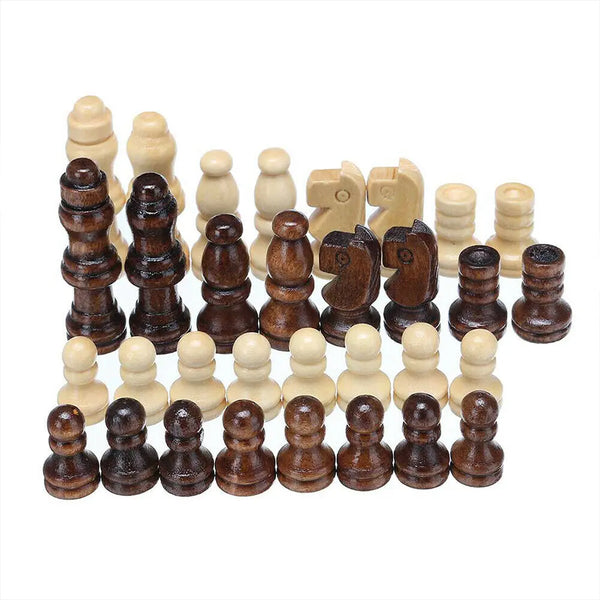 3 IN 1 Wooden Chess Set Folding Chessboard Wood Pieces Draughts Backgammon Toy Deals499