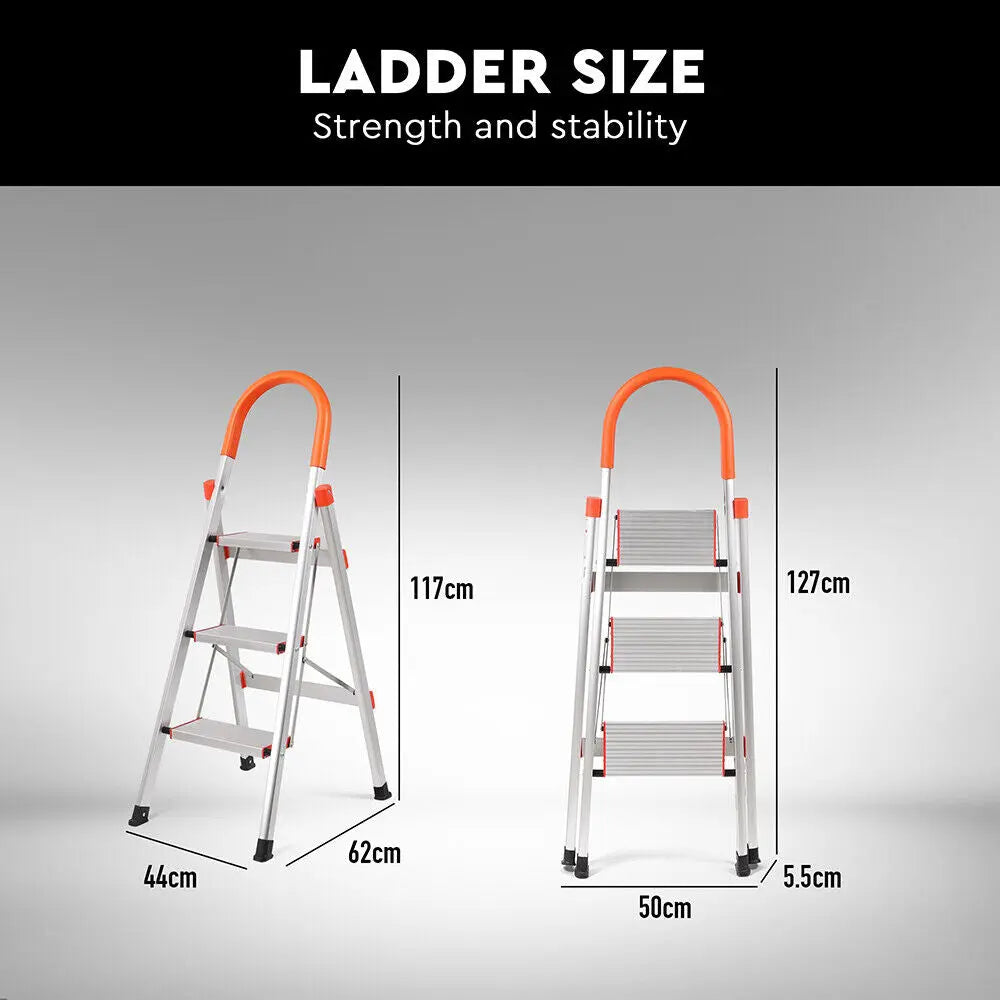 3 Step Ladder Multi Purpose Household Office Foldable Non Slip Aluminium[ from Deals499 at Deals499