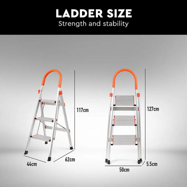 3 Step Ladder Multi Purpose Household Office Foldable Non Slip Aluminium[ from Deals499 at Deals499