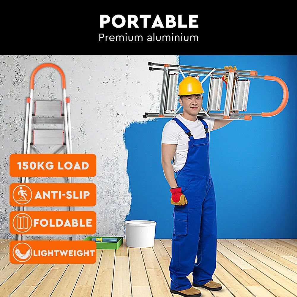 3 Step Ladder Multi Purpose Household Office Foldable Non Slip Aluminium[ from Deals499 at Deals499