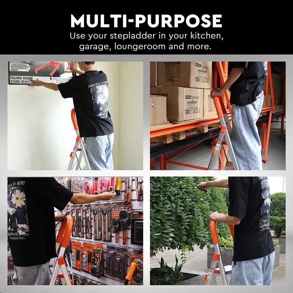 3 Step Ladder Multi Purpose Household Office Foldable Non Slip Aluminium[ from Deals499 at Deals499