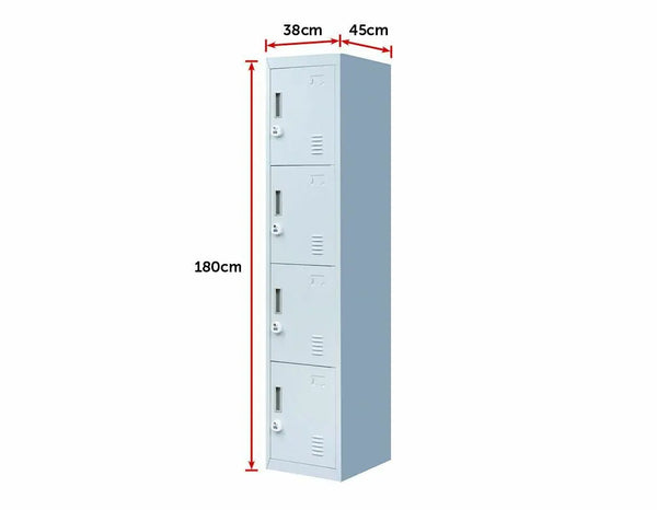 3-digit Combination Lock 4 Door Locker for Office Gym Grey Deals499