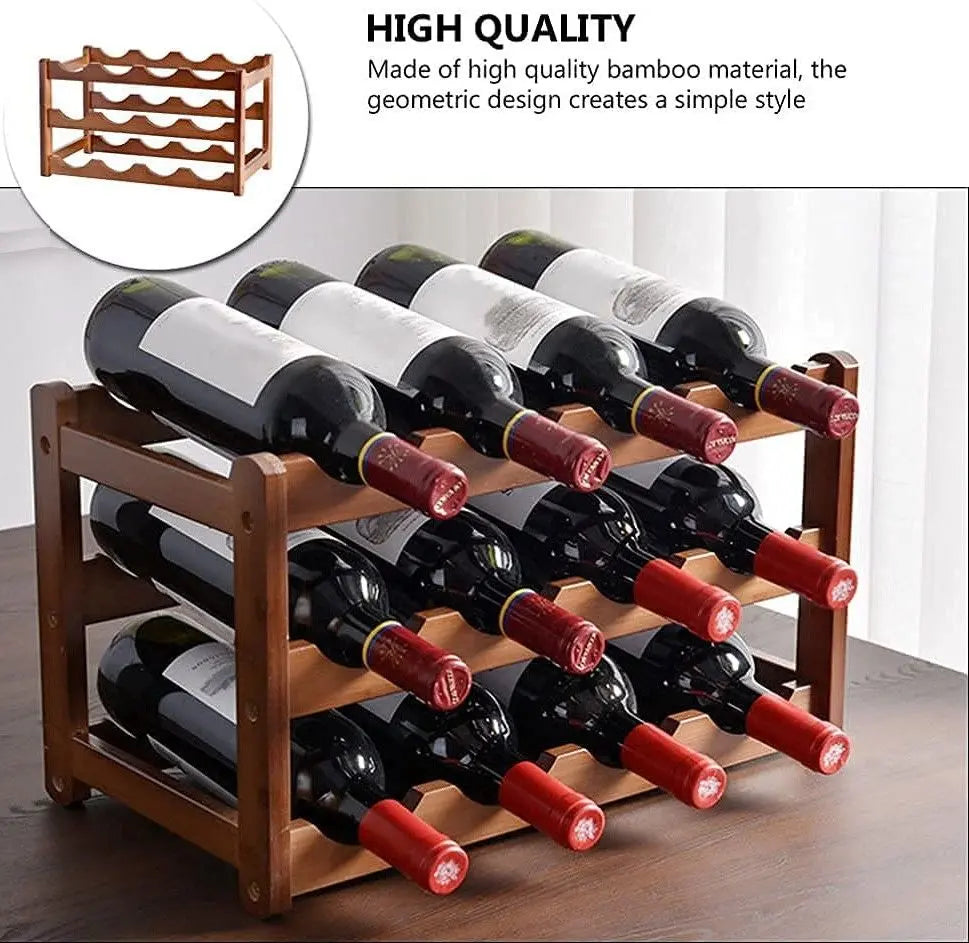 3-layer Bamboo Wine Storage Rack (12 bottles) Deals499