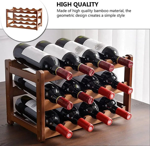 3-layer Bamboo Wine Storage Rack (12 bottles) Deals499