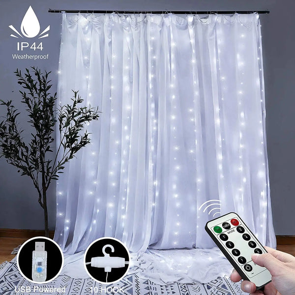 300 LEDs Window Curtain Fairy Lights 8 Modes and Remote Control for Bedroom (Cool White, 300 x 300cm) Deals499