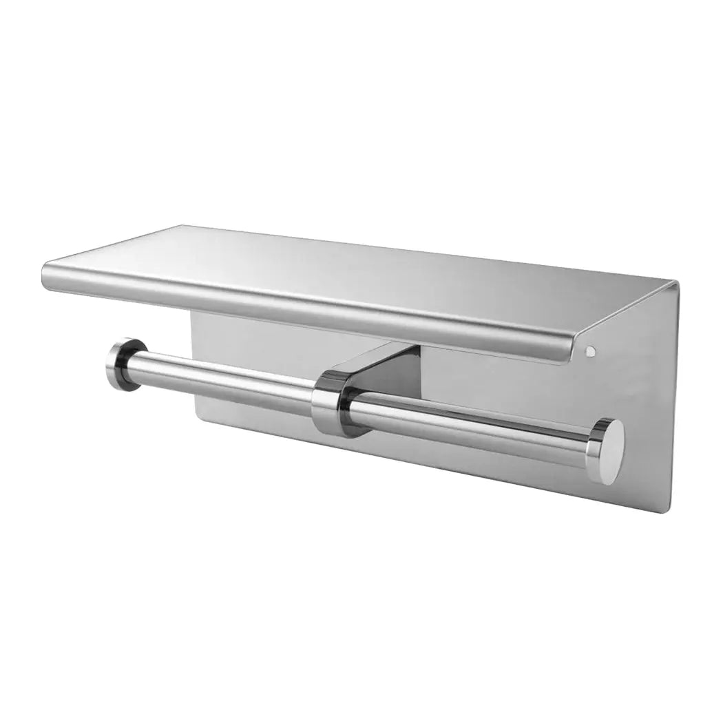 304 Stainless Steel Double Toilet Paper Rool Holder Strong Hook Bathroom Deals499