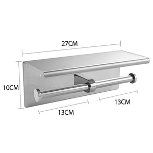 304 Stainless Steel Double Toilet Paper Rool Holder Strong Hook Bathroom Deals499