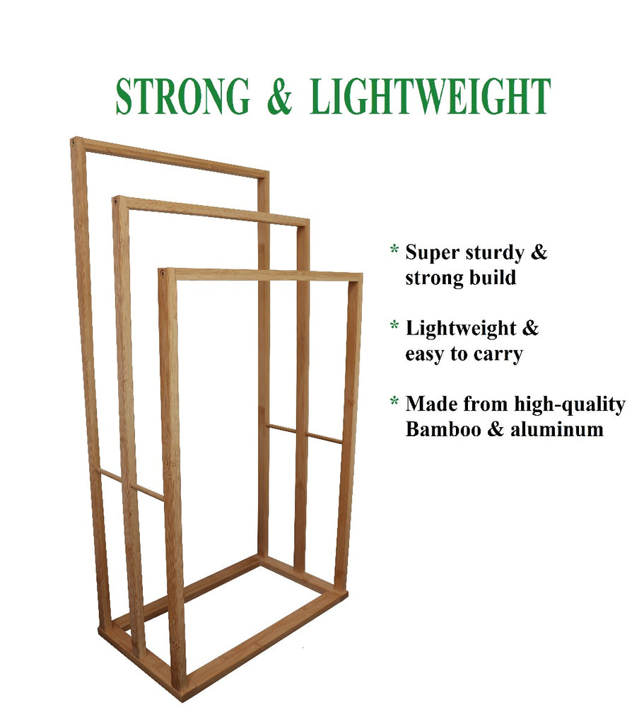 CARLA HOME Bamboo Towel Bar Holder Rack 3-Tier Freestanding for Bathroom and Bedroom Deals499