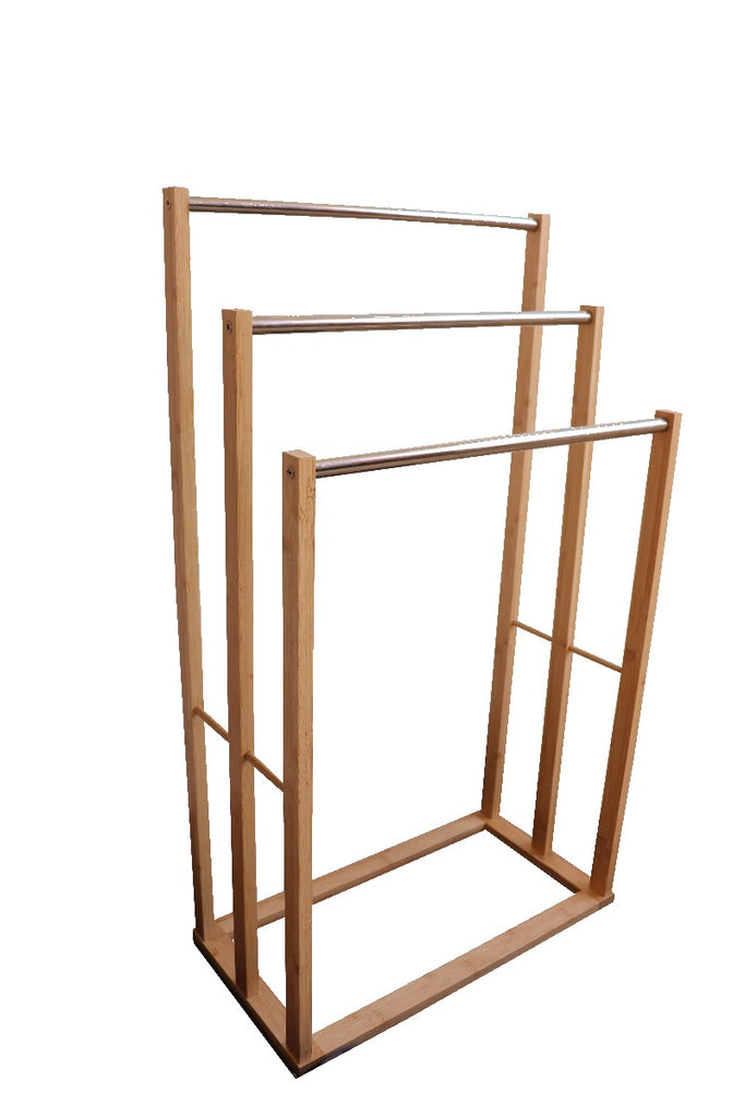 CARLA HOME Bamboo Towel Bar Metal Holder Rack 3-Tier Freestanding for Bathroom and Bedroom Deals499