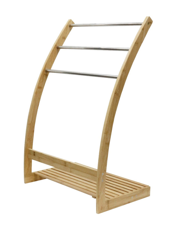 CARLA HOME Bamboo Towel Bar Metal Holder Rack 3-Tier Freestanding and Bottom shelf for Bathroom Deals499