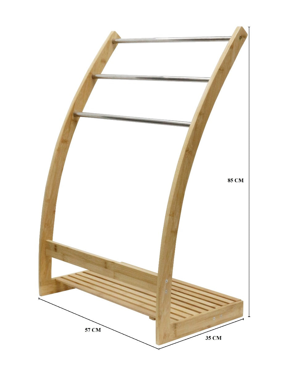 CARLA HOME Bamboo Towel Bar Metal Holder Rack 3-Tier Freestanding and Bottom shelf for Bathroom Deals499