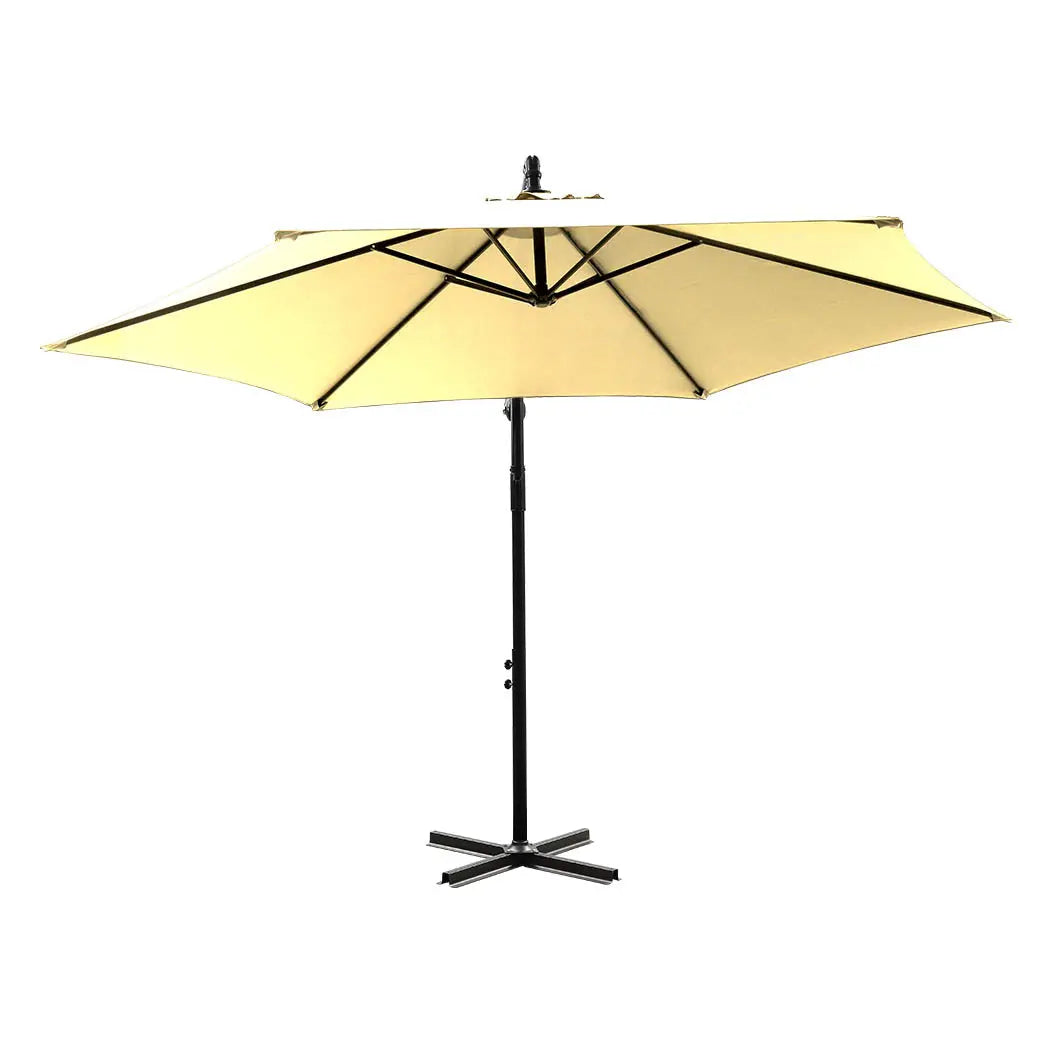 3M Outdoor Umbrella Cantilever Cover Garden Patio Beach Umbrellas Crank Beige Deals499