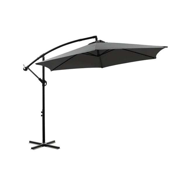 3M Outdoor Umbrella Cantilever Cover Garden Patio Beach Umbrellas Crank Grey Deals499