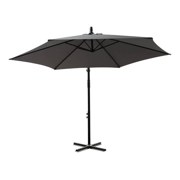 3M Outdoor Umbrella Cantilever Cover Garden Patio Beach Umbrellas Crank Grey Deals499