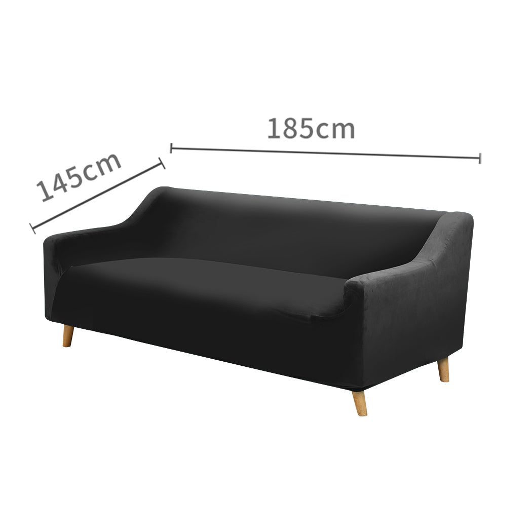Couch High Stretch Sofa Lounge Cover Protector Recliner Slipcover 2 Seater Black Deals499