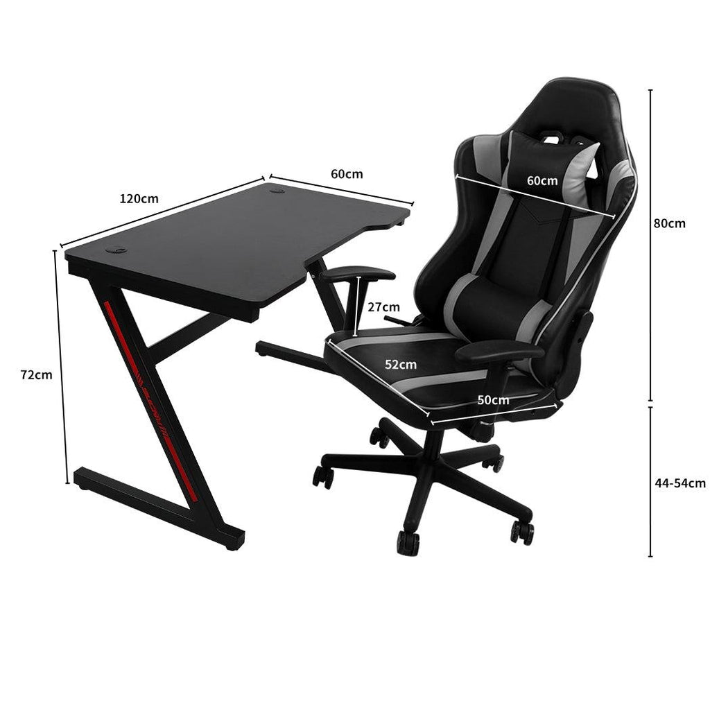 Gaming Chair Desk Computer Gear Set Racing Desk Office Laptop Chair Study Home Z shaped Desk Silver Chair Deals499