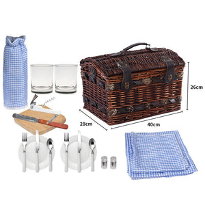 Picnic Basket Set 2 Person Willow Baskets Deluxe Outdoor Travel Camping Blanket Deals499