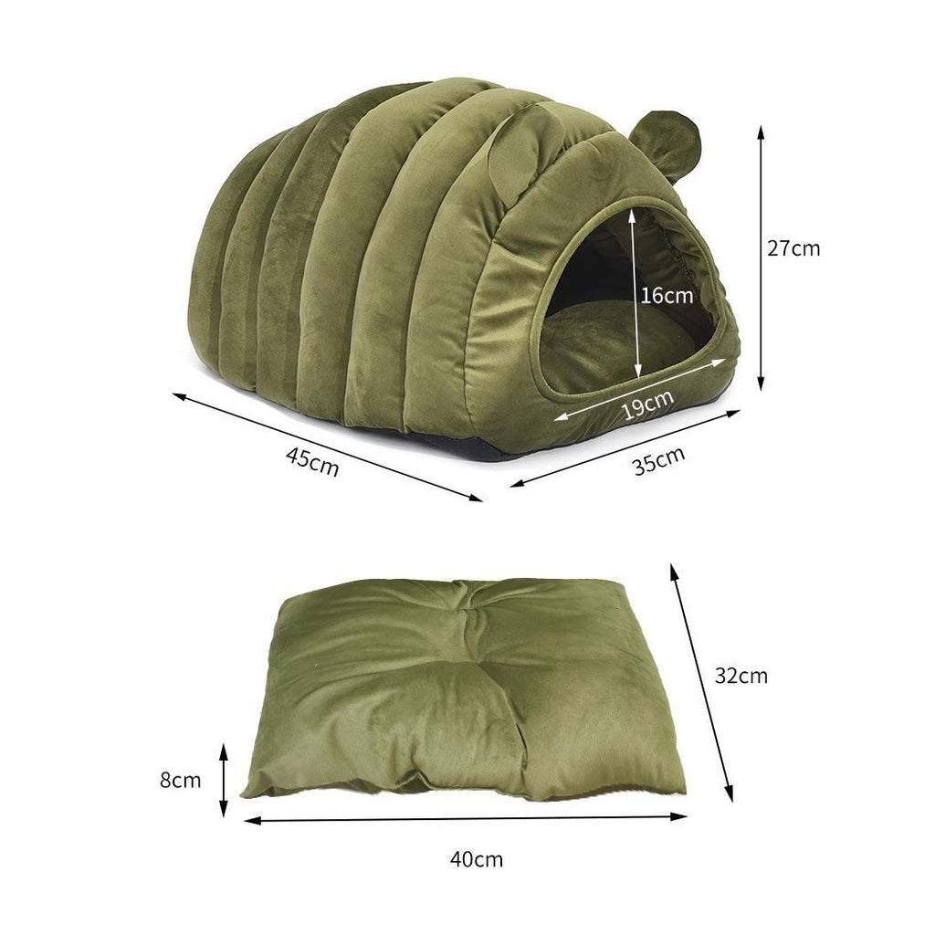 Pet Bed Comfy Kennel Cave Cat Beds Bedding Castle Igloo Round Nest Green M Deals499