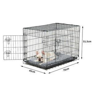 PaWz Pet Dog Cage Crate Metal Carrier Portable Kennel With Bed 30" Deals499
