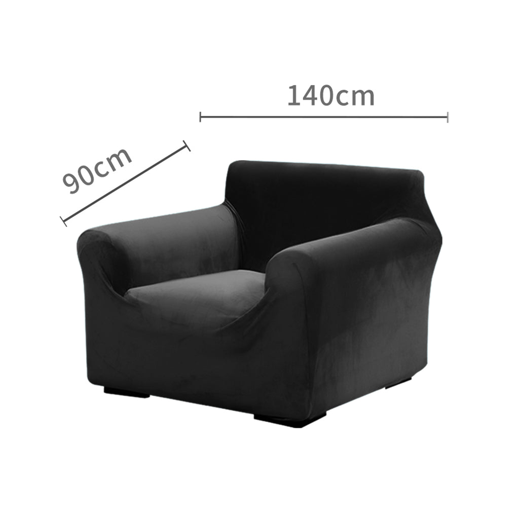 Couch High Stretch Sofa Lounge Cover Protector Recliner Slipcover 1 Seater Black Deals499