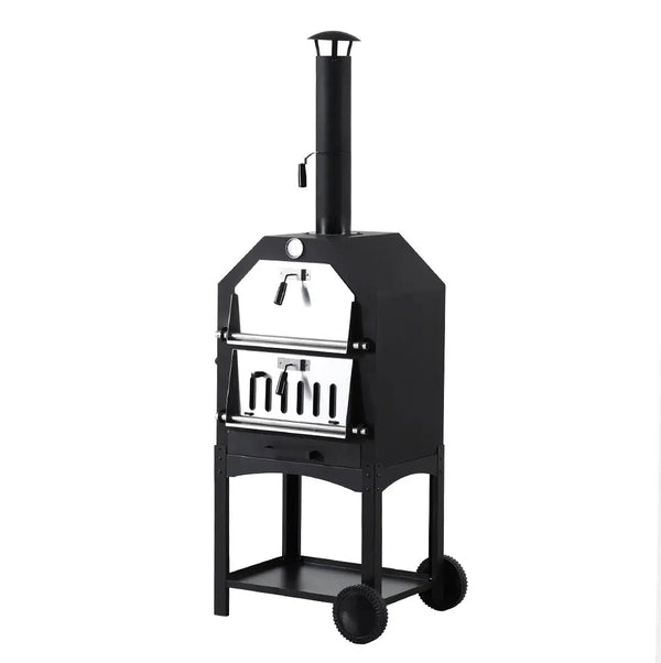 3in1 Charcoal BBQ Grill Steel Pizza Oven Smoker Outdoor Portable Barbecue Camp Deals499