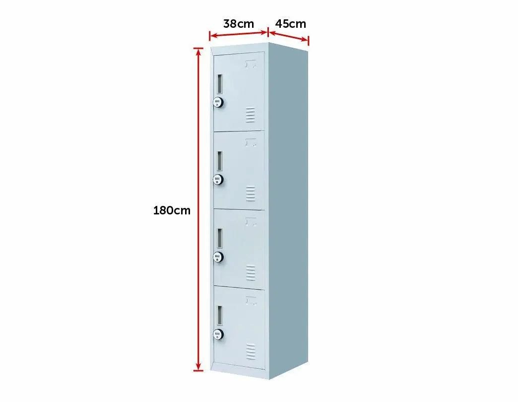 4-Digit Combination Lock 4 Door Locker for Office Gym Grey Deals499