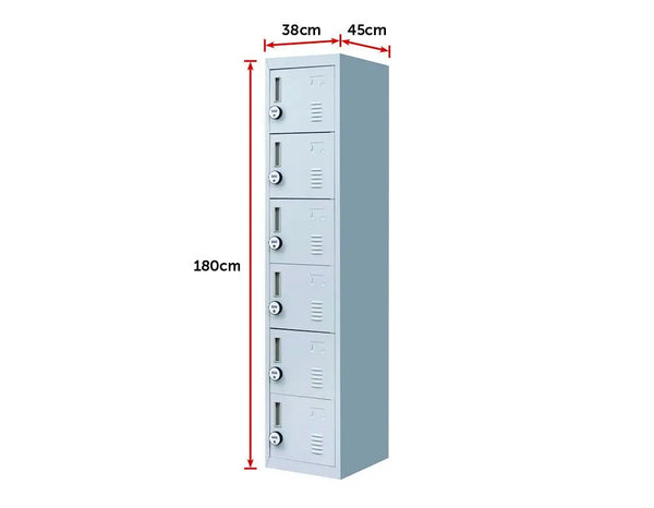 4-Digit Combination Lock 6-Door Locker for Office Gym Shed School Home Storage Grey Deals499