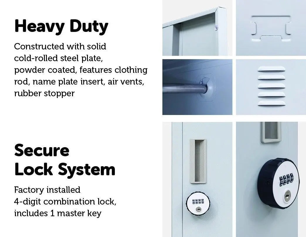 4-Digit Combination Lock One-Door Office Gym Shed Clothing Locker Cabinet Grey Deals499