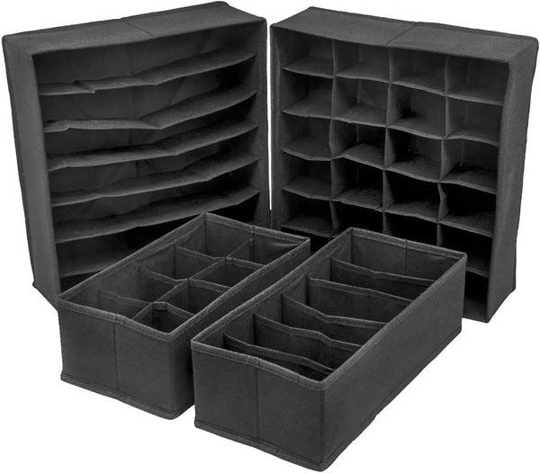 4 Pack Foldable Drawer Dividers Storage Boxes (Black) from Deals499 at Deals499