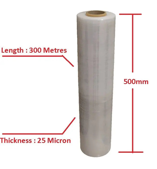 4 Packs - Moofer Premium Pallet Stretch Wrap 500mm x 300m x 25um Clear Deals499