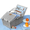 4 Person Picnic Basket Baskets Set Outdoor Blanket Wicker Deluxe Folding Handle Deals499